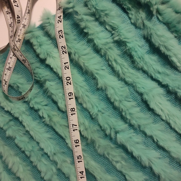 Wilsons Leather Maxima Genuine Rabbit Fur Poncho Cape Shawl - Aqua Green One - Picture 5 of 7